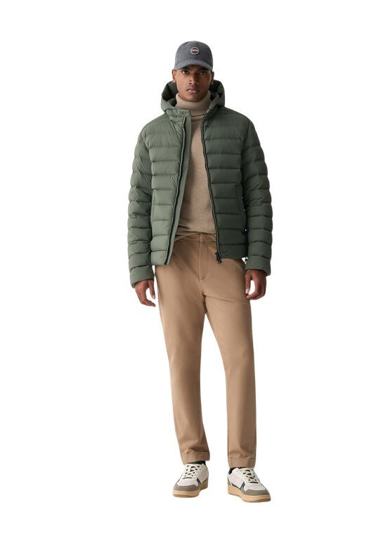 Eco-Friendly Down Jacket with Snap-Button Collar
