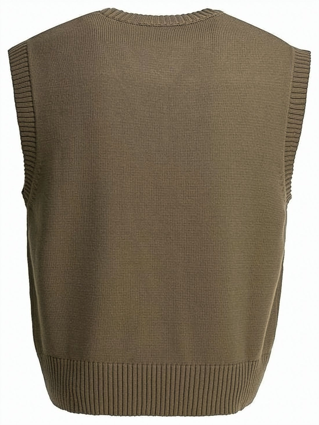 Knitted Sleeveless Vest with V-Neckline