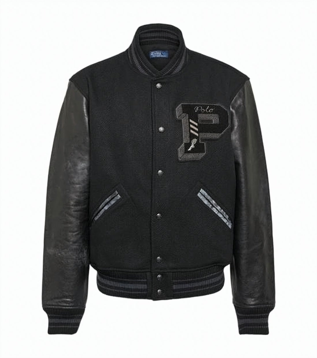 Classic Black Wool-Blend Bomber Jacket