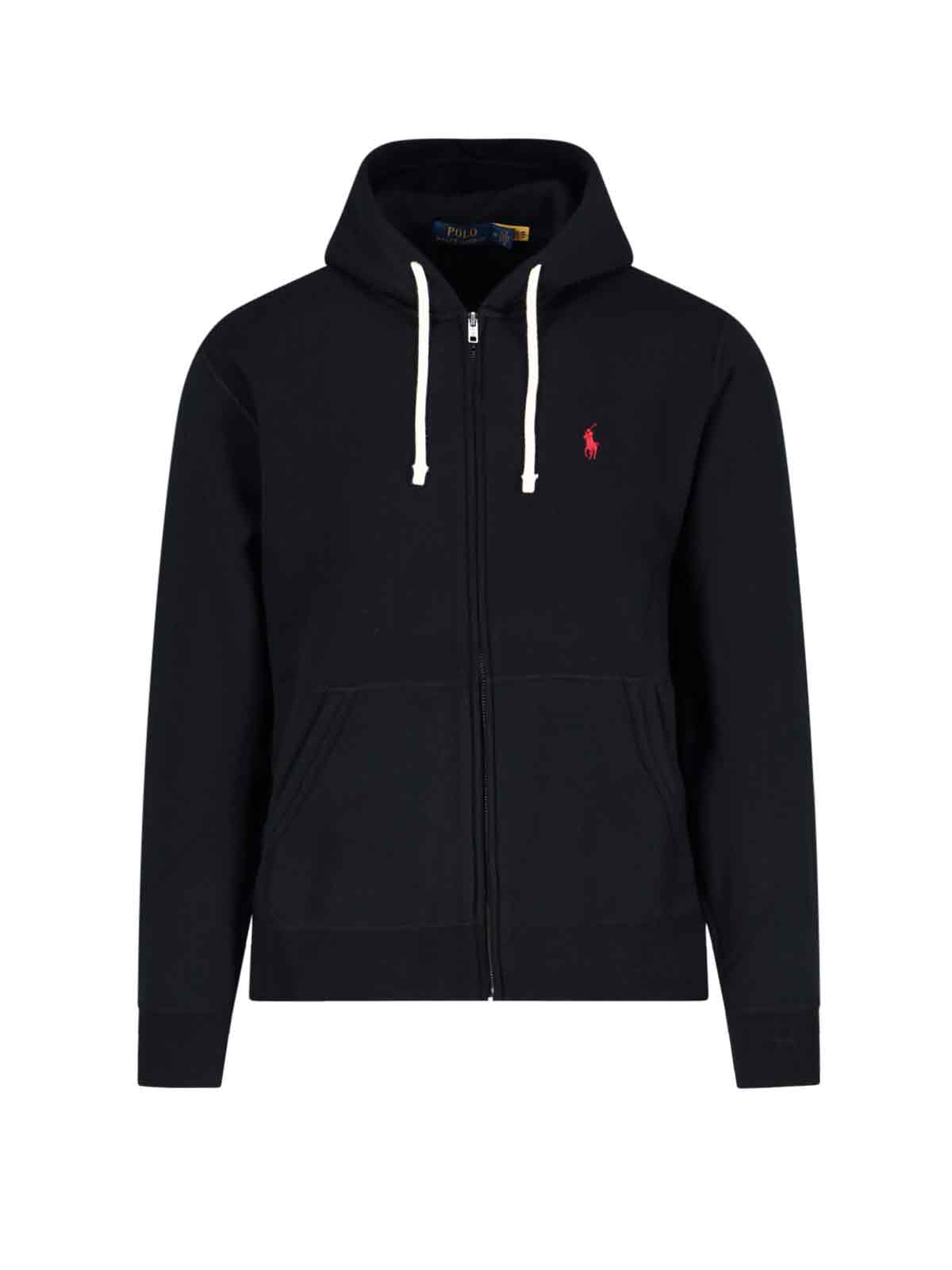 Zip-Up Hoodie with Drawstring Hood and Iconic Embroidery