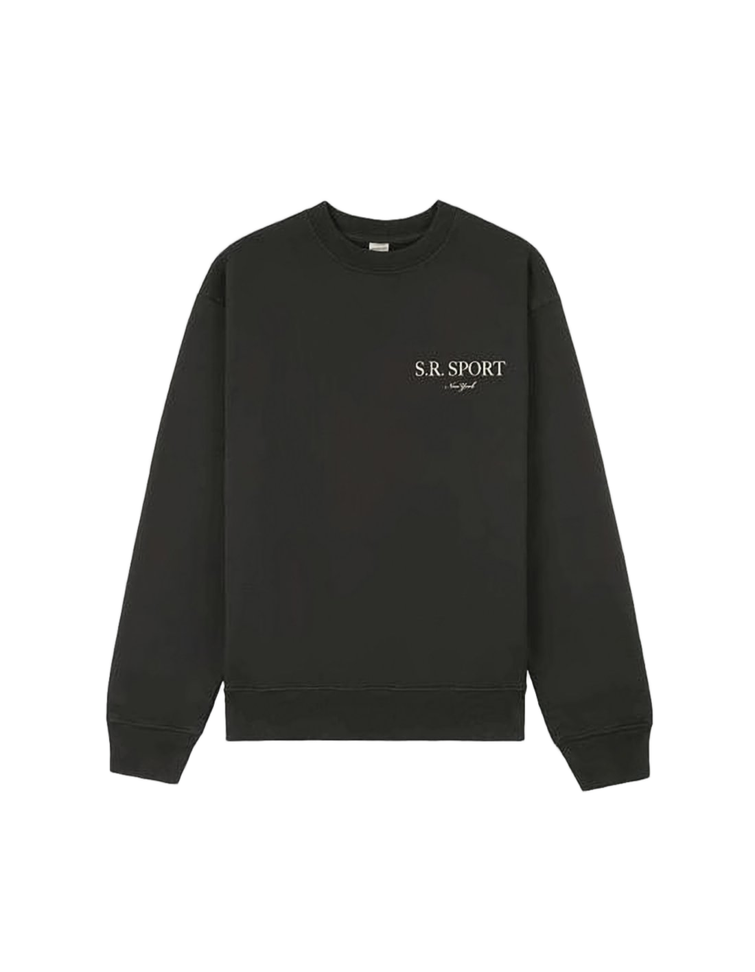 Long-Sleeve Black Sweatshirt with Cream Logo Accents