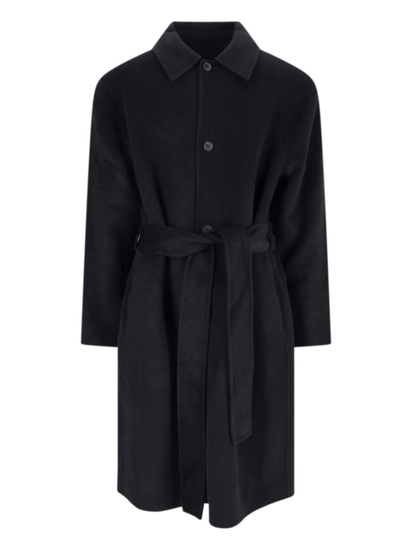 Single-Breasted Wool Coat – Black