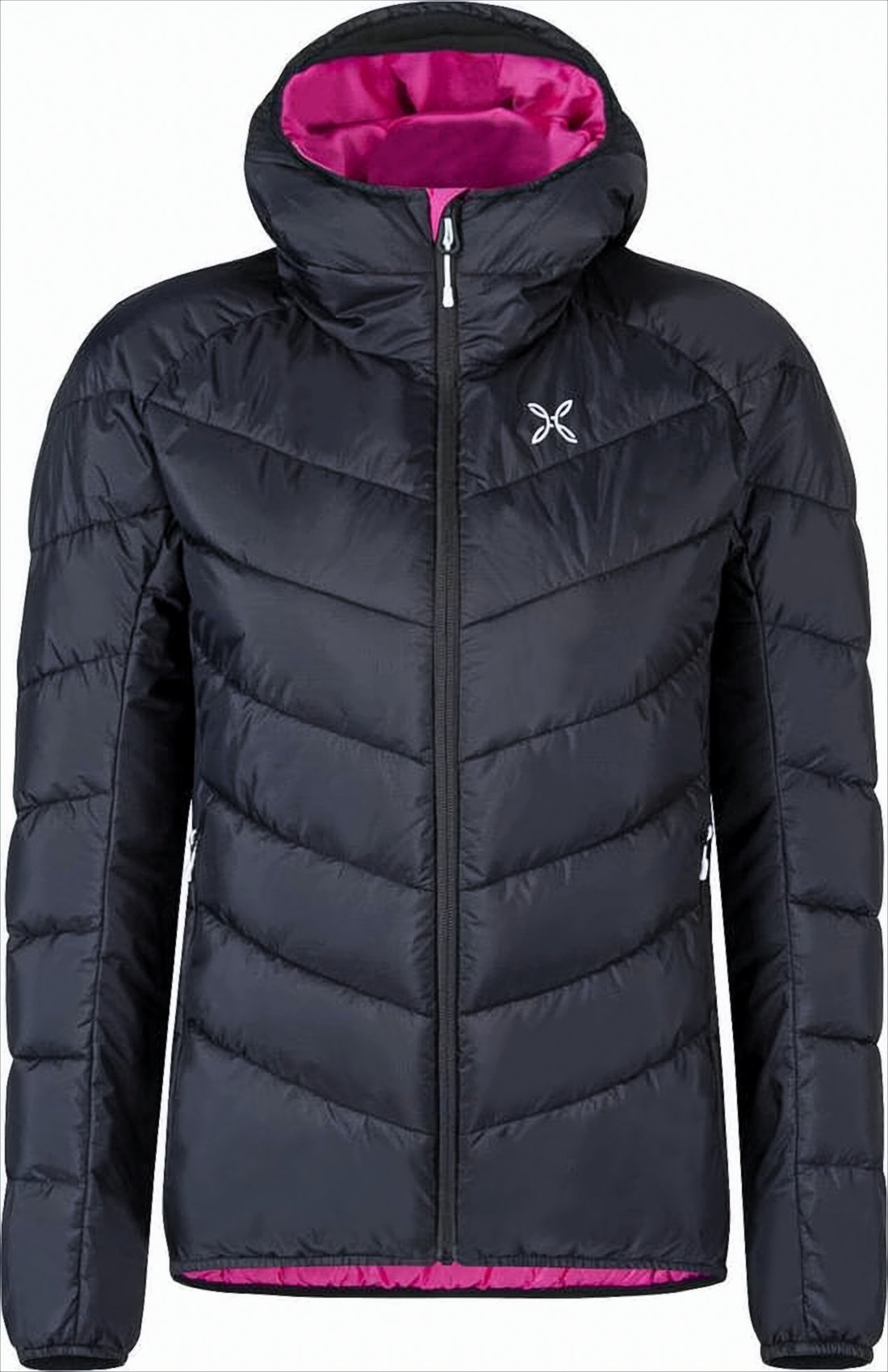 Hooded Quilted Down Jacket with Chevron Stitching
