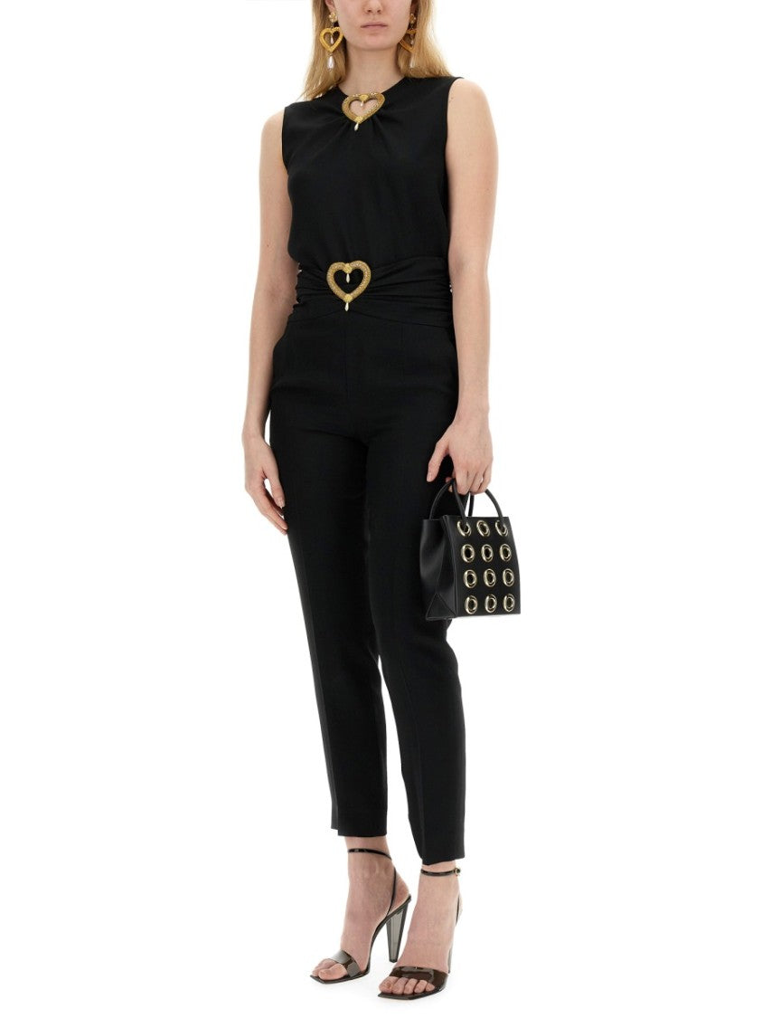 Slim-Fit Pants With Heart-Shaped Waist Detail