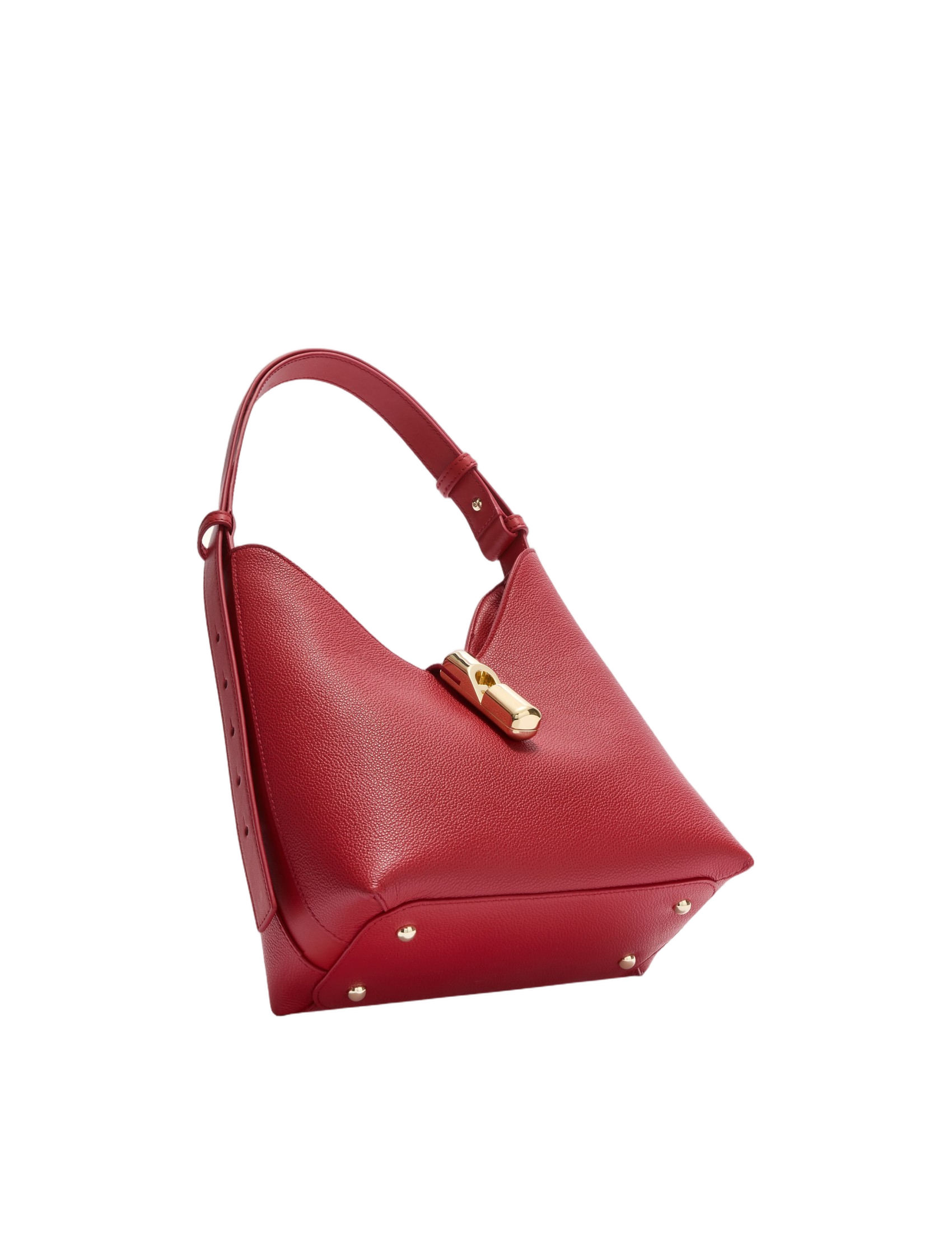 Red Leather Hobo Goccia S Bag