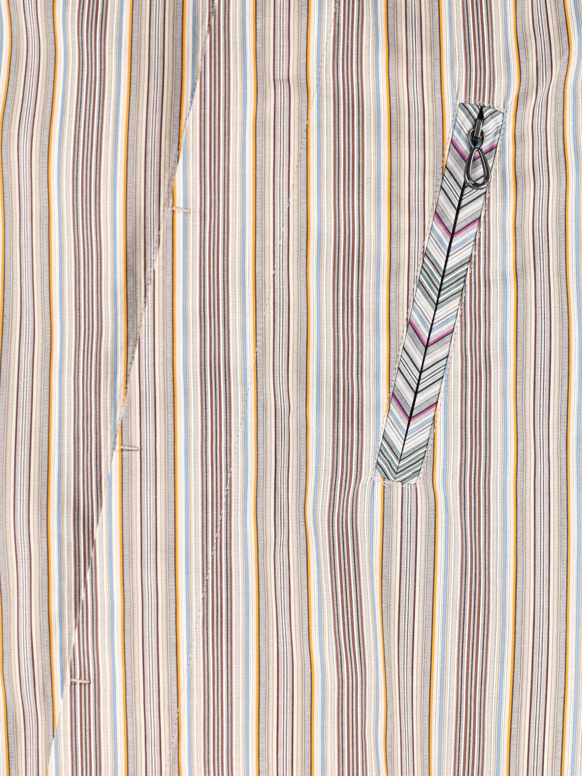 Beige Striped Diagonal Zip Shirt