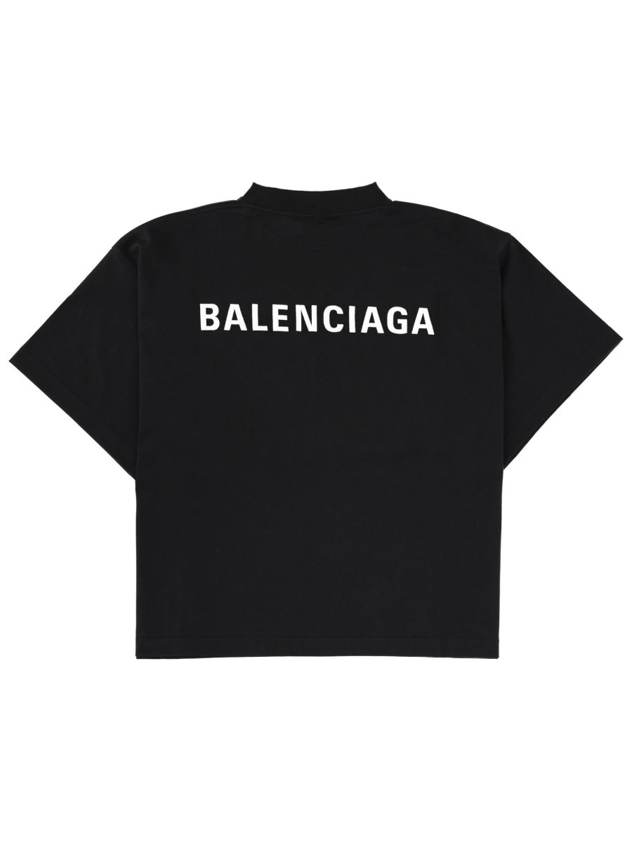 Cropped Black T-Shirt With Bold Logo Print