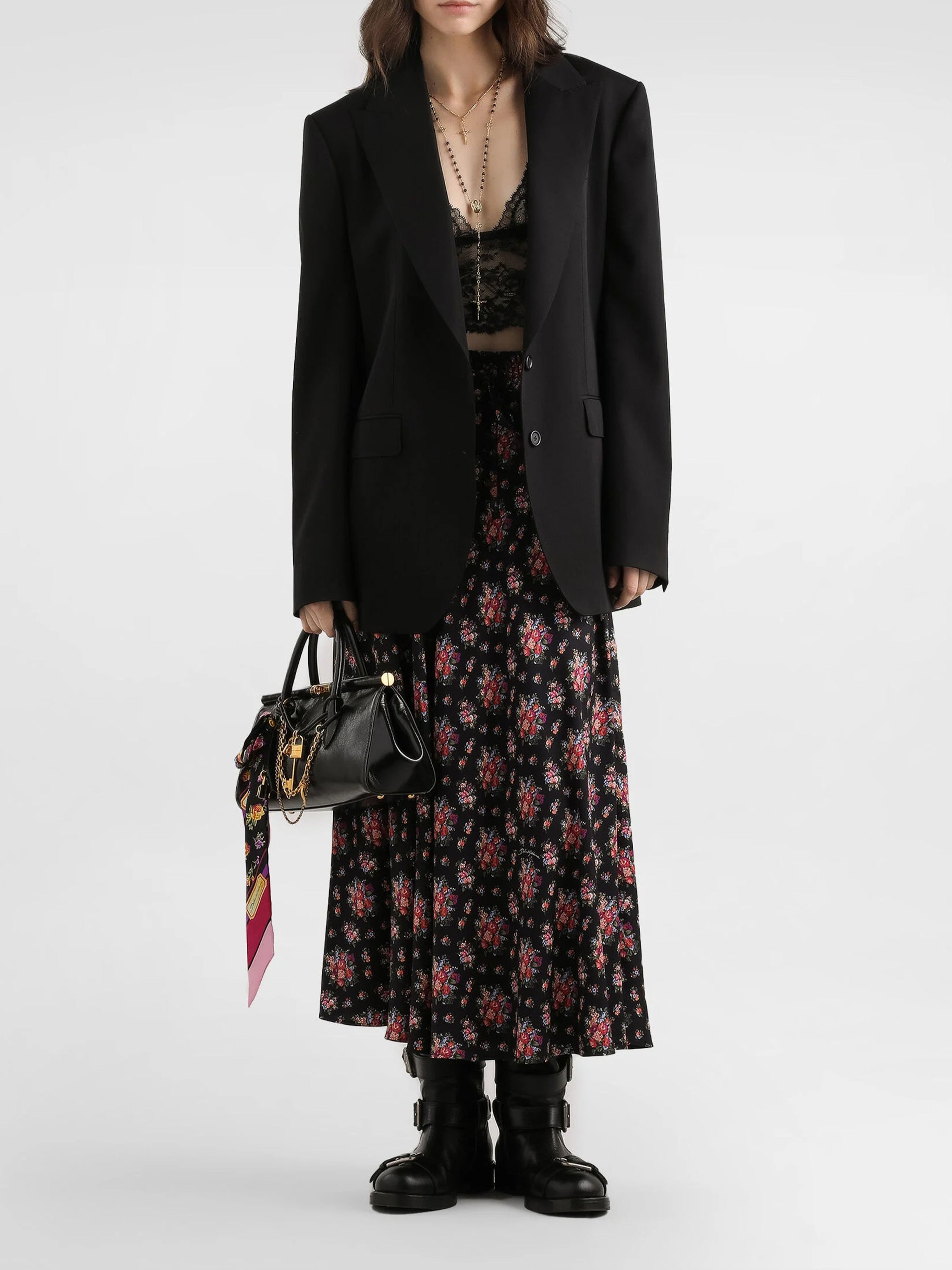 Tailored Black Wool Notch Lapel Blazer