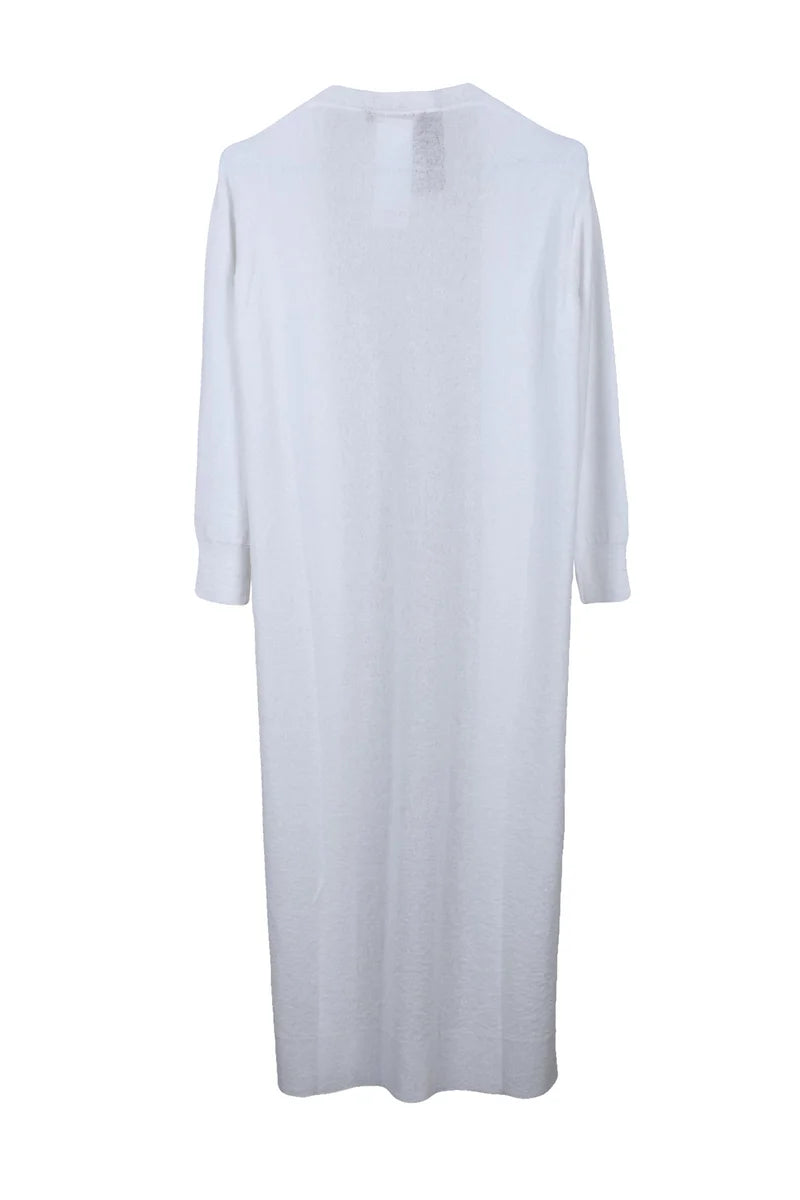 Long Brushed Cardigan - White