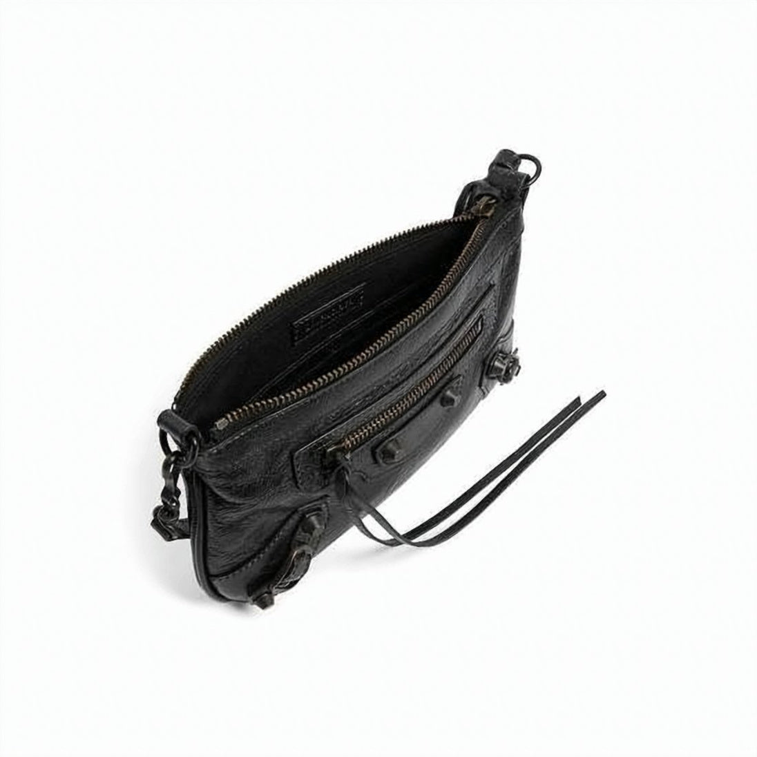 Rectangular Lambskin Leather Pouch with Decorative Studs