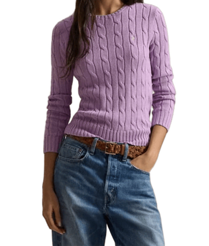 Cotton Cable-Knit Slim Sweatshirt