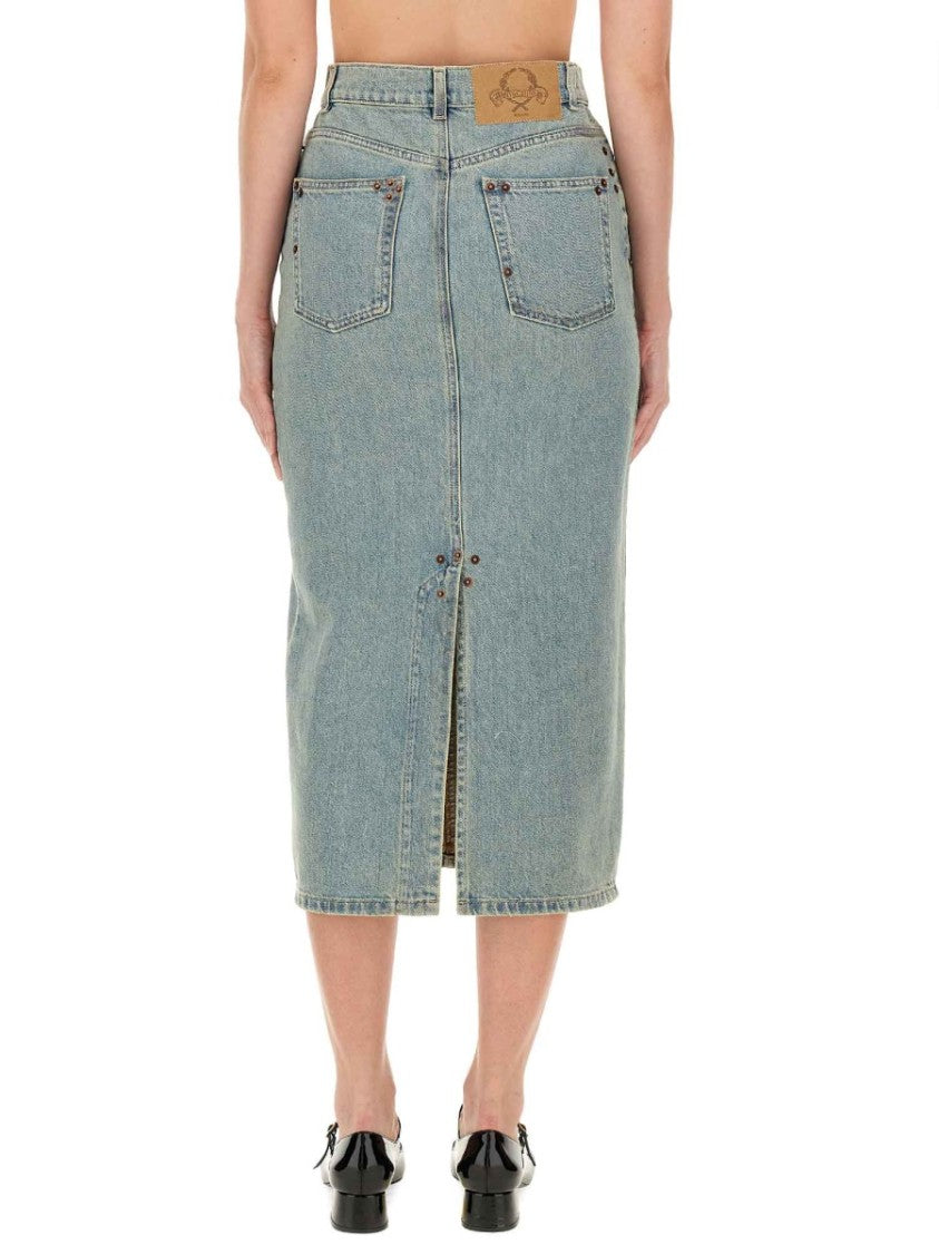 Mid-Length Denim Skirt With Classic Silhouette
