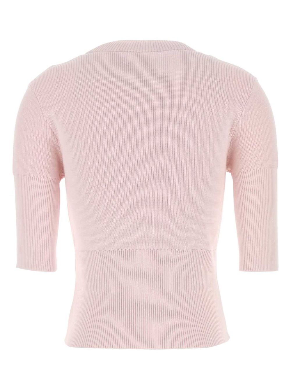 Powder Pink Ribbed Knit Sweater