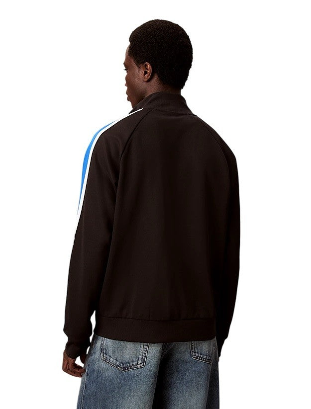 Mandarin Collar Sweatshirt with Rib-Knit Details
