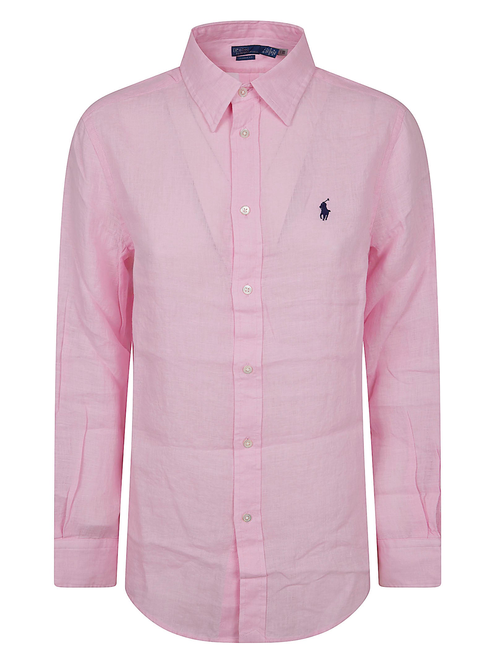 Button-Down Linen Shirt with Subtle Logo Detail