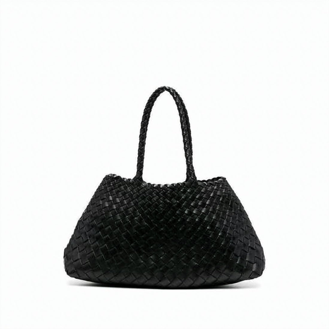 Woven Black Buffalo Leather Tote Bag