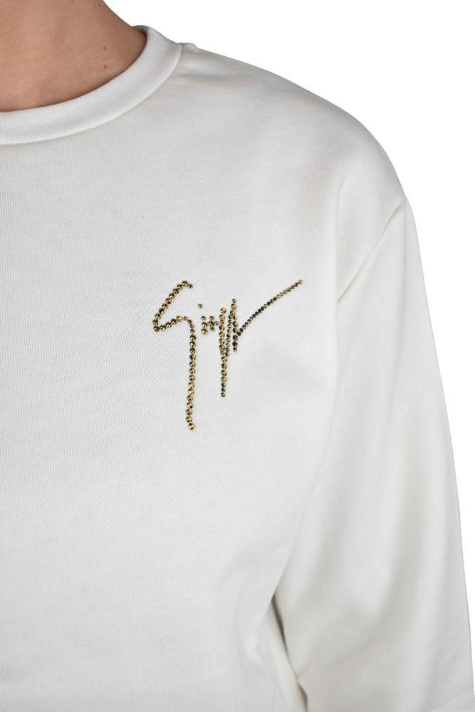 Short White Cotton Sweatshirt