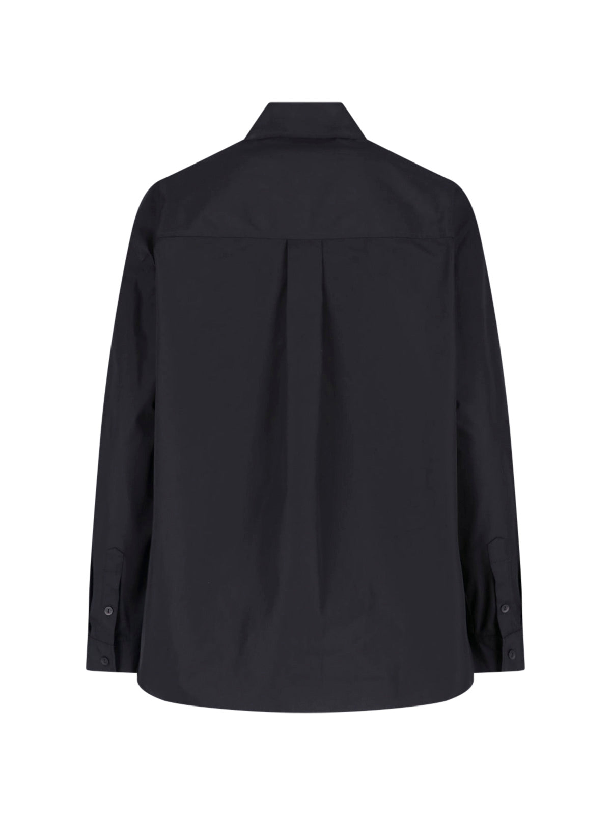 Black Relaxed Fit Button-Up Cotton Shirt