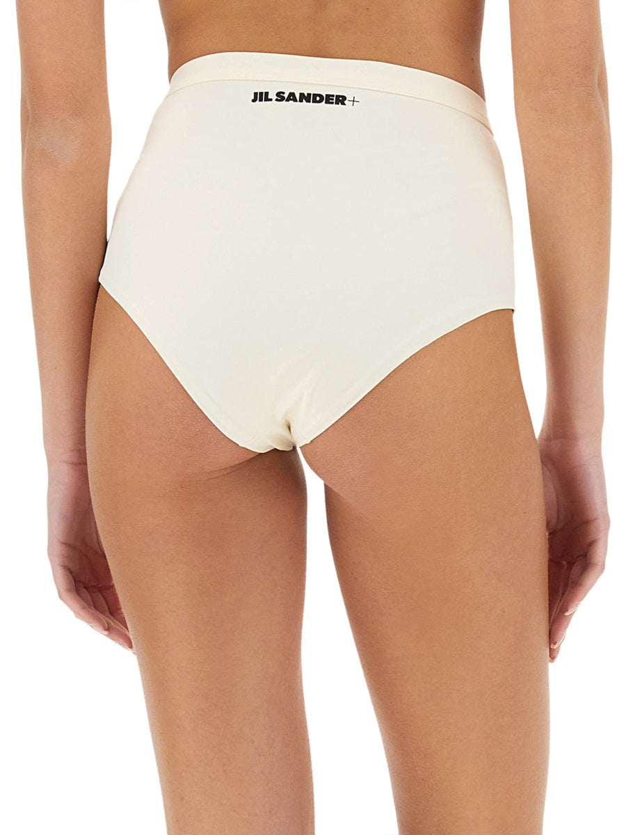 High-Waisted Bikini Briefs with Logo Band