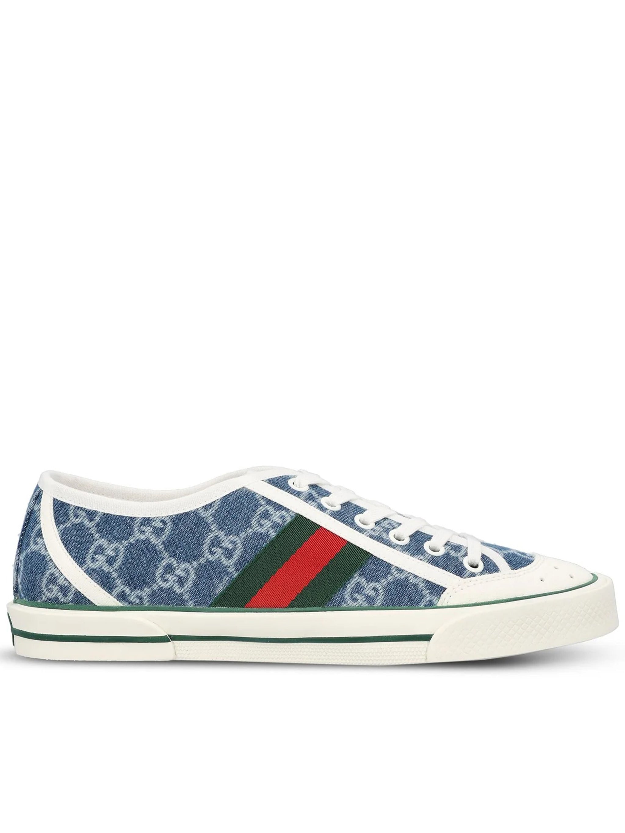 Blue Tennis Denim Monogram Stripe Sneakers