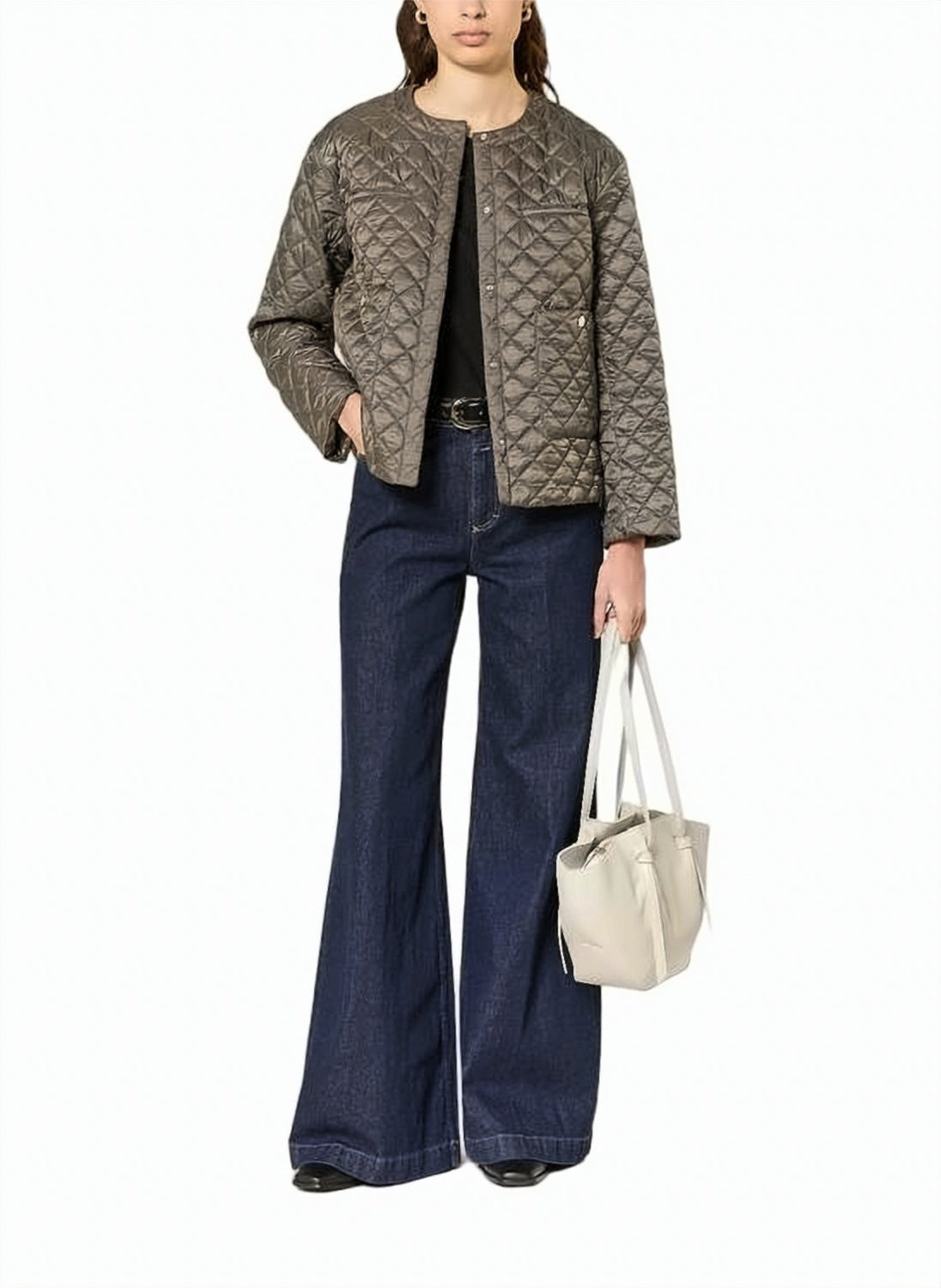 Quilted Brown Padded Jacket with Diamond Pattern