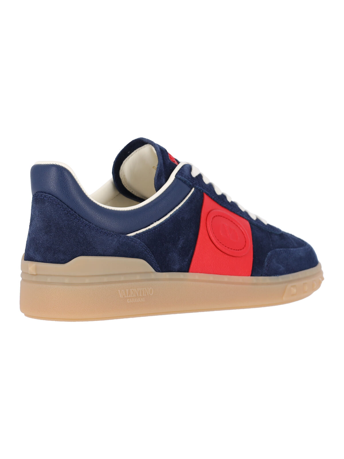Navy Blue Red Panel Suede Sneakers