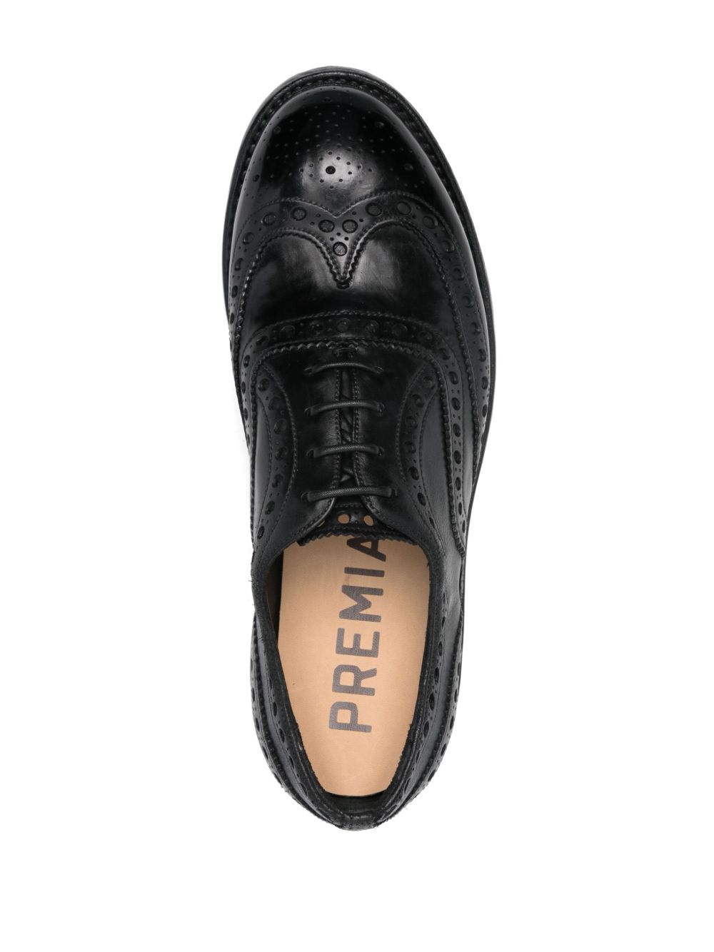 Perforated Calf Leather Lace-Up Flat Shoes