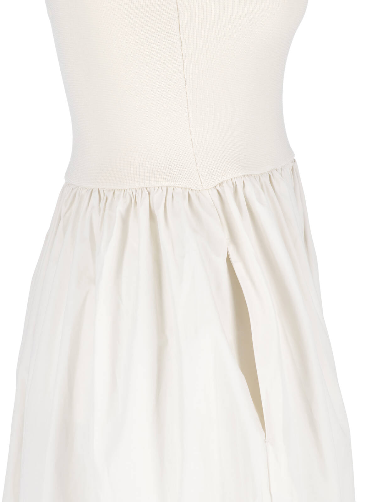 White Fitted Square Neck Midi Dress