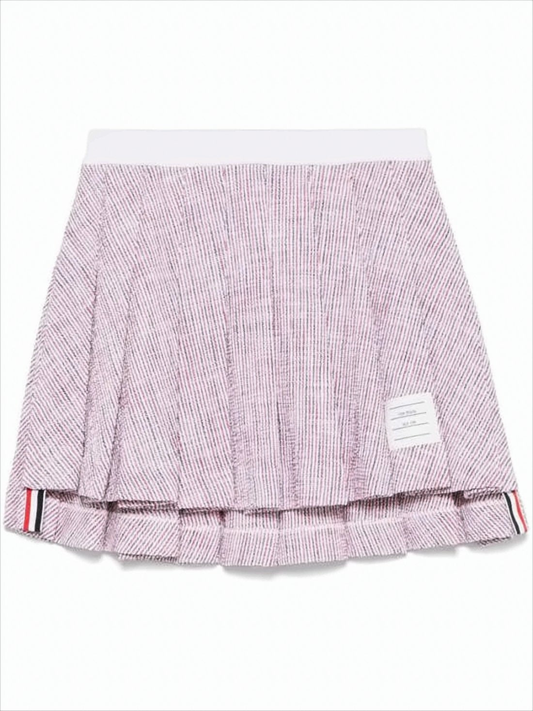 Pleated Mini Skirt with Textured Fabric and Tricolor Accents