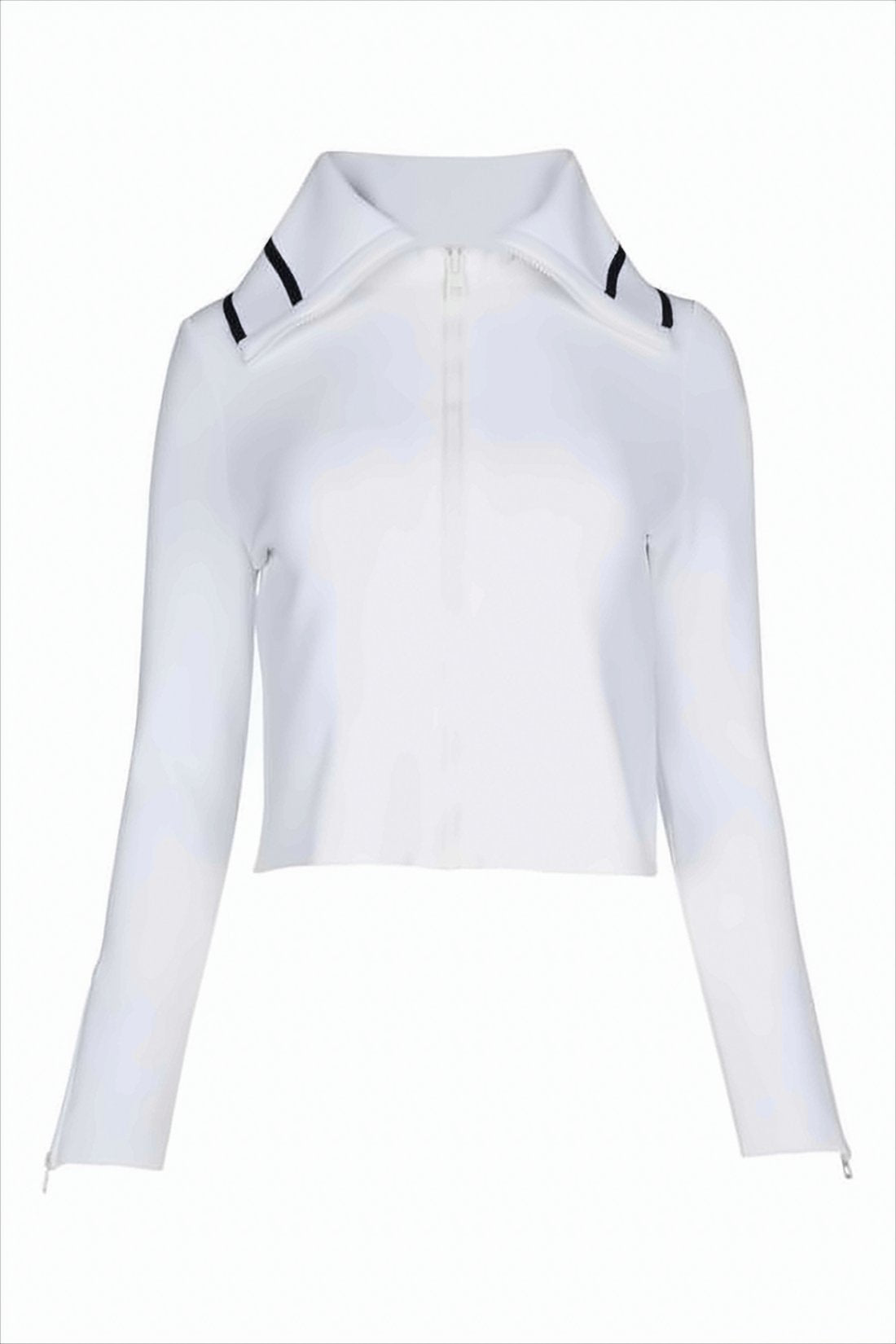 Cropped White Jacket with Contrasting Stripes