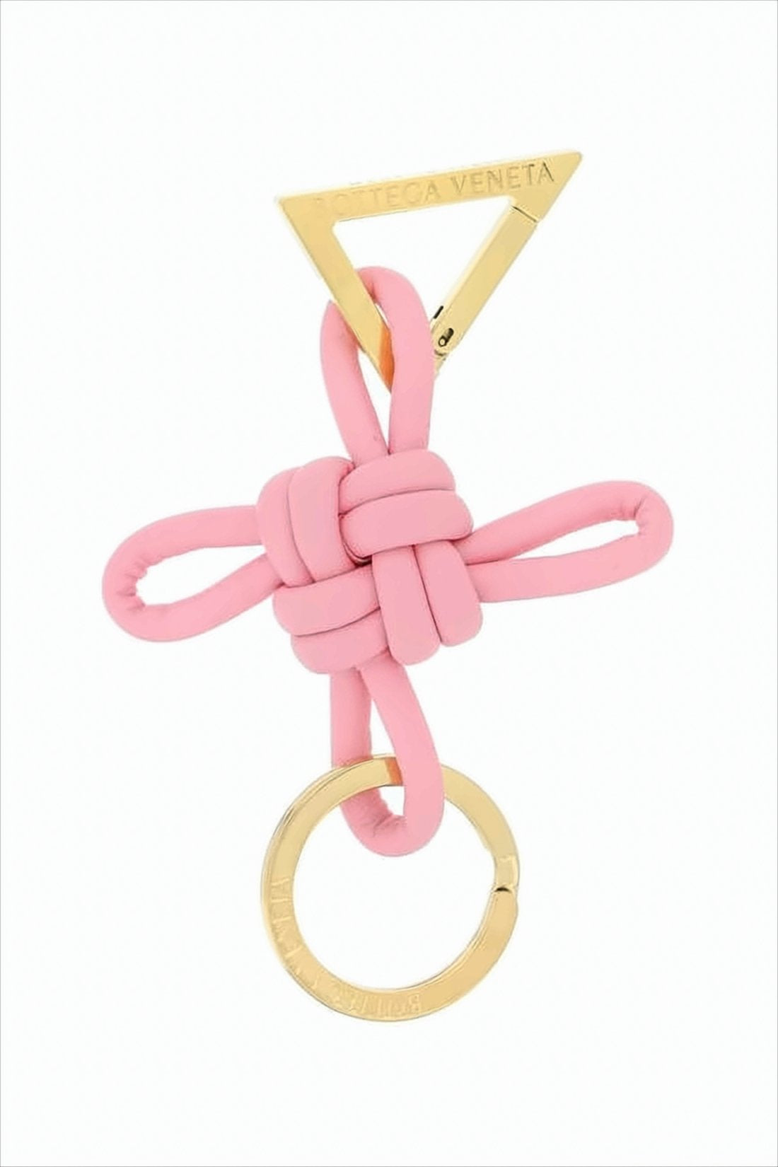Intricately Knotted Pink Lambskin Keyring