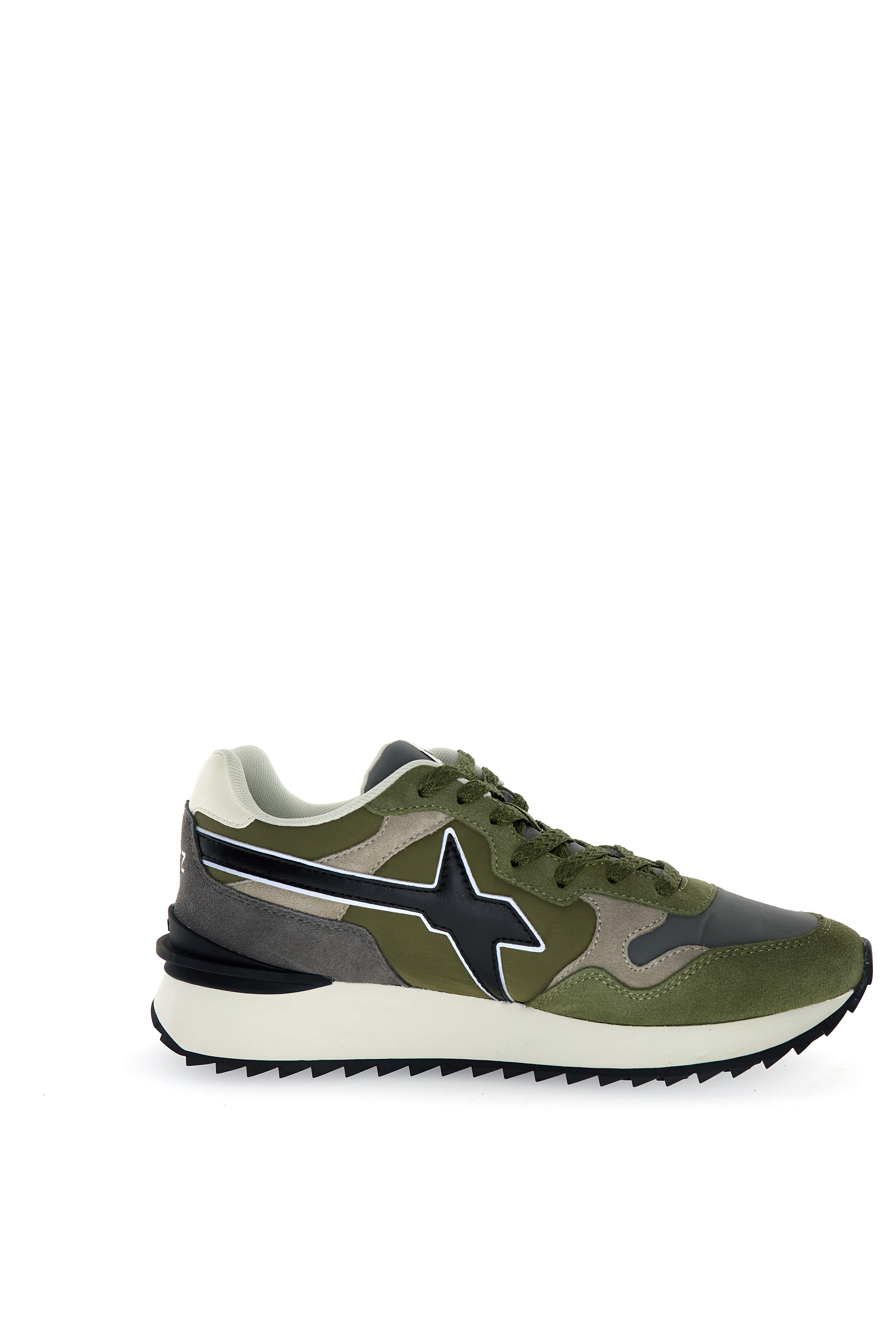 Layered Green Sneakers With Rubber Sole