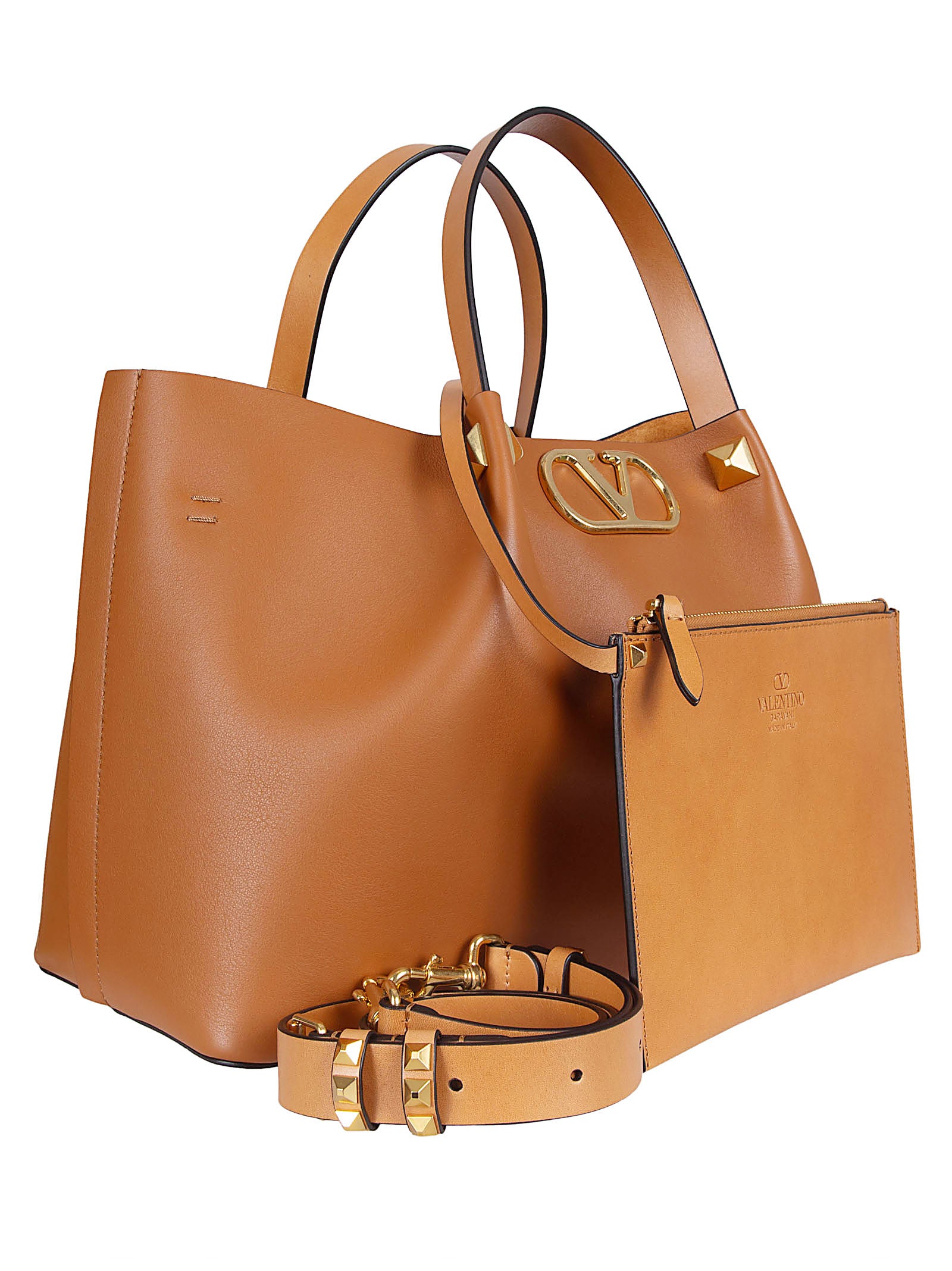 Structured Shopping Bag with VLogo Signature Detail