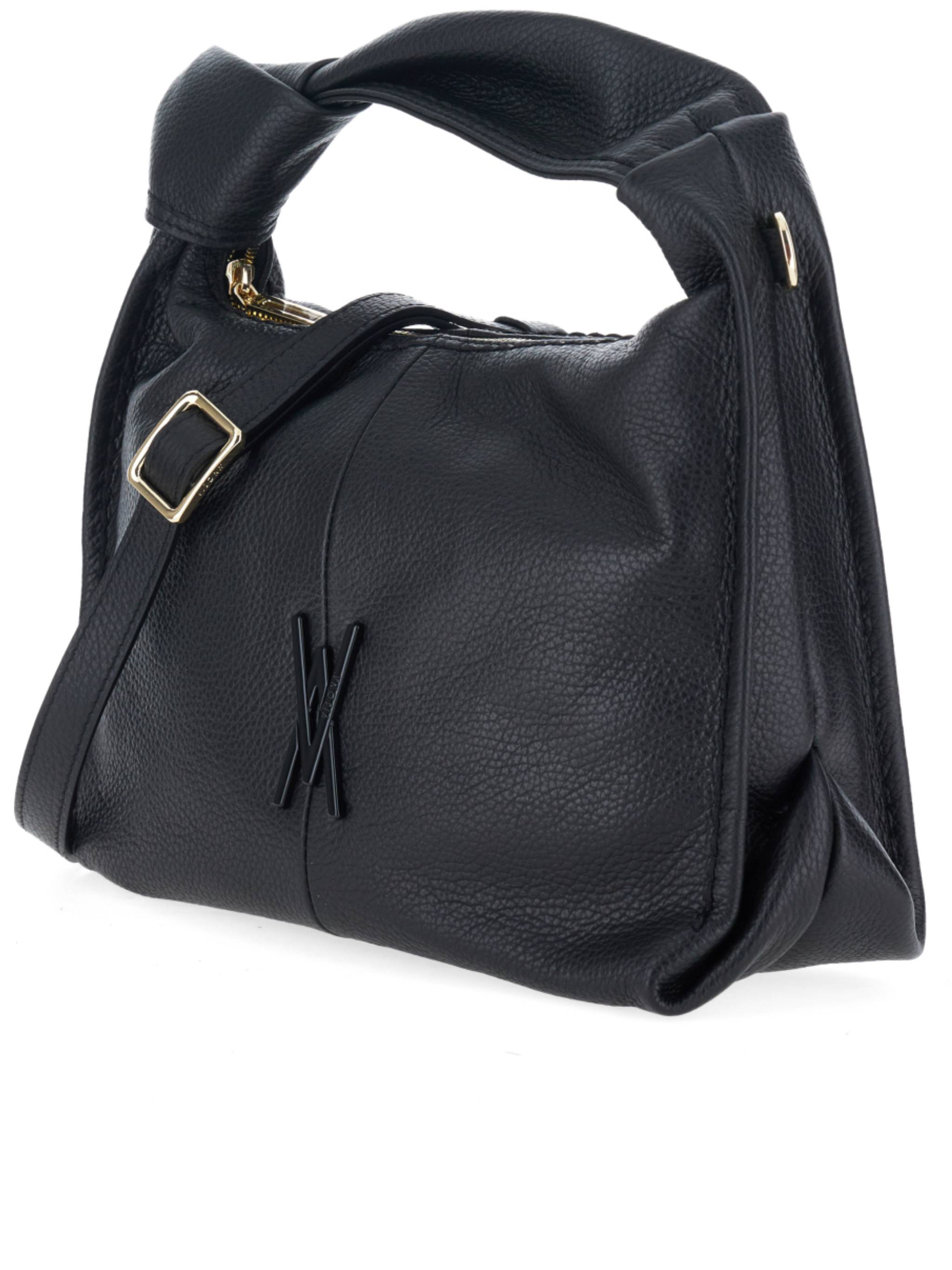 Black California Structured Pebbled Leather Handbag