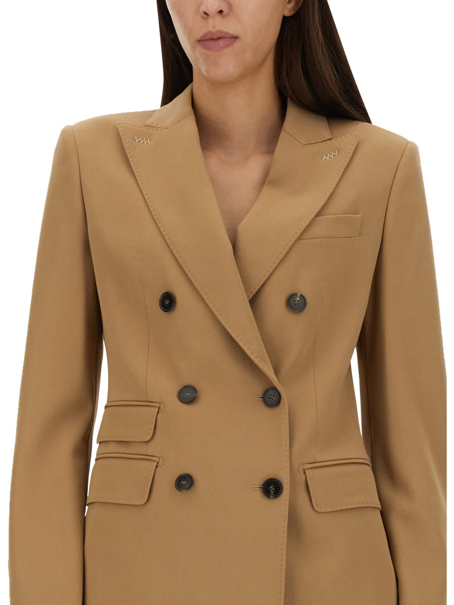 Tailored Double-Breasted Blazer with Peaked Lapels