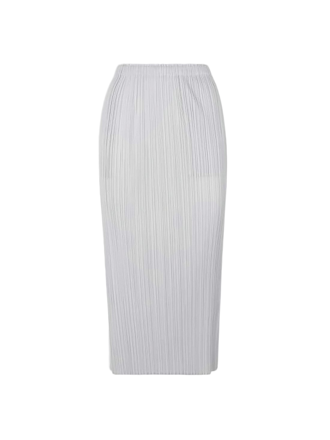 Straight Silhouette Midi Skirt with Vertical Pleats