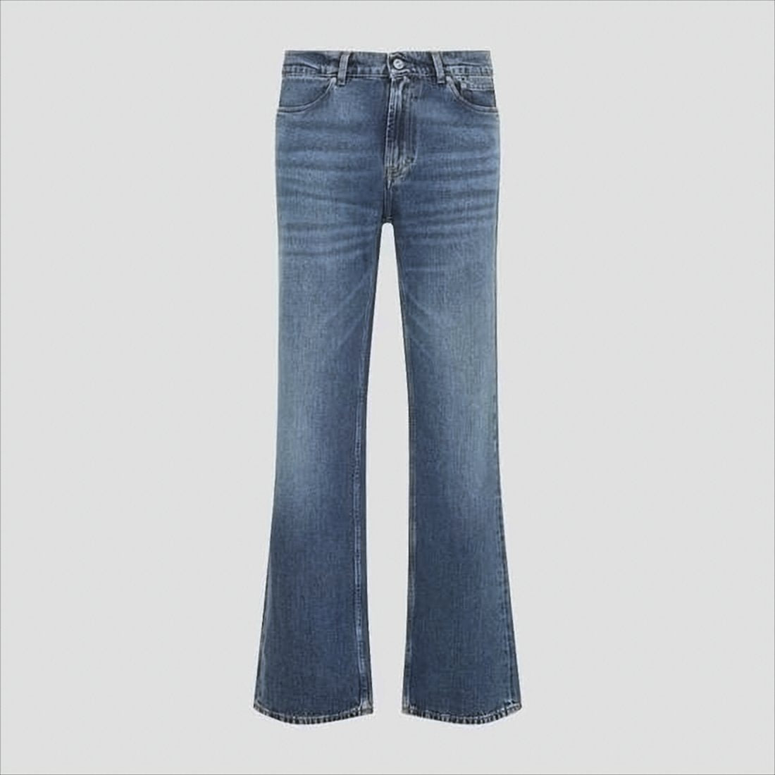 Classic Blue Denim Pants with Flared Leg