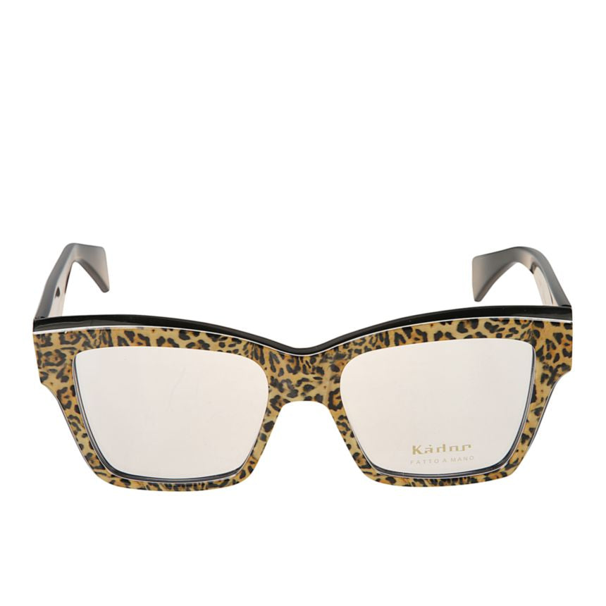Charm Rectangular Leopard Print Eyeglasses with Contrasting Temples