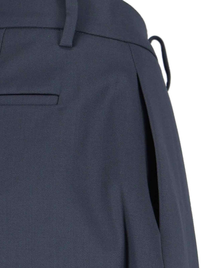 Virgin Wool-Blend Pants – Blue