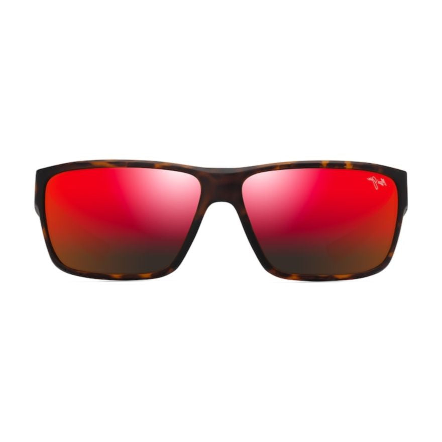 Uila Rectangular Tortoiseshell Sunglasses with Reflective Red Lenses