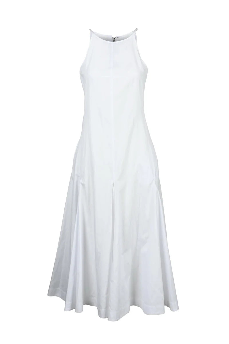 Flared Maxi Dress with High Neckline