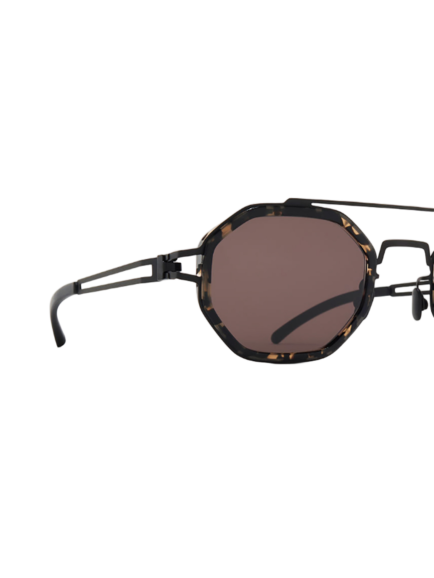 Octagonal Metal Sunglasses With Tortoiseshell Accents