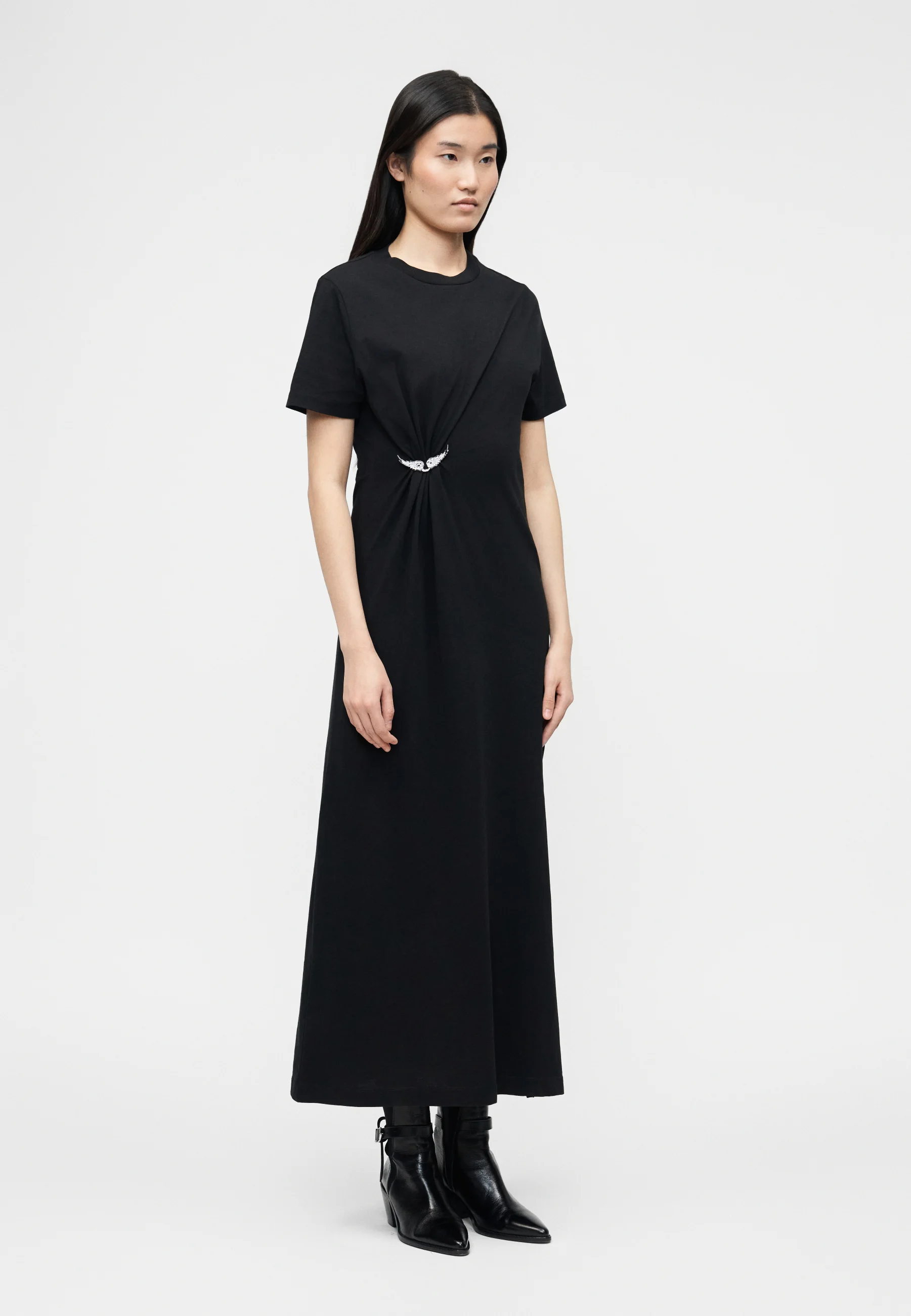 Mid-Calf Midi Dress with Gathered Waist