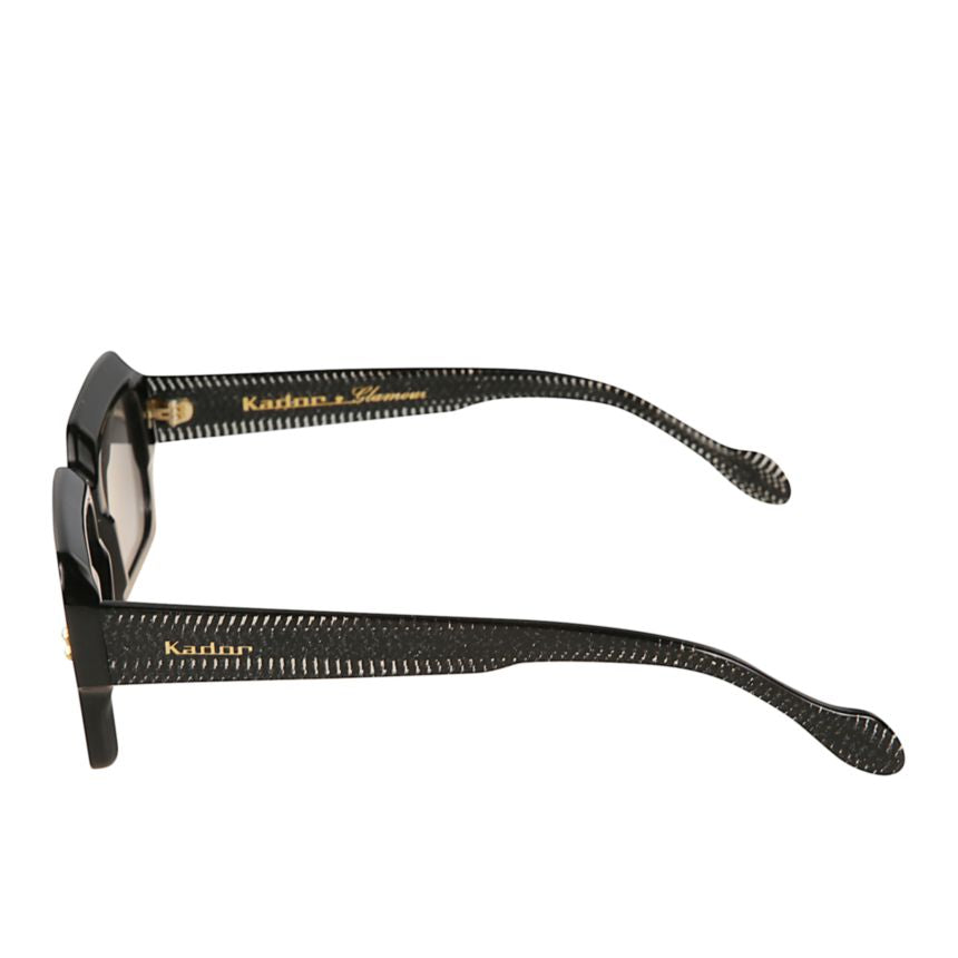 Evy Glamour Rectangular Sunglasses with Textured Black Frame