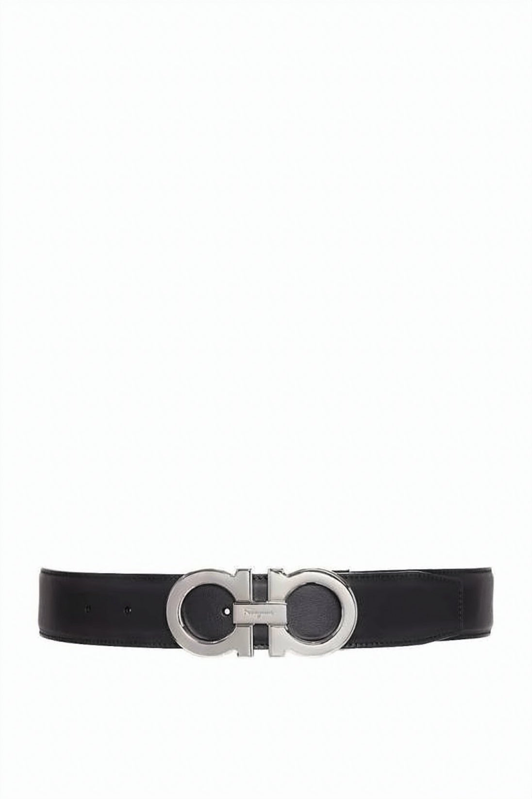 Polished Leather Belt With Distinctive Silver-Tone Gancini Buckle