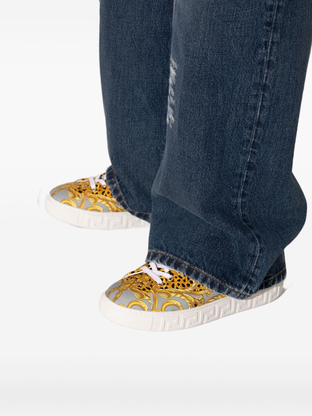 Gold-Tone Animal Print Baroque Sneakers