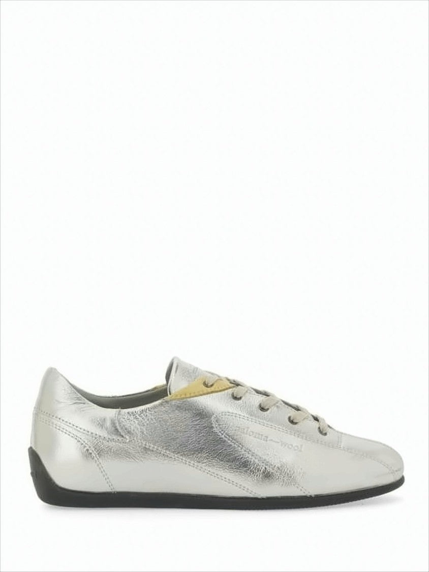 Smooth Leather Sneakers with Metallic Finish