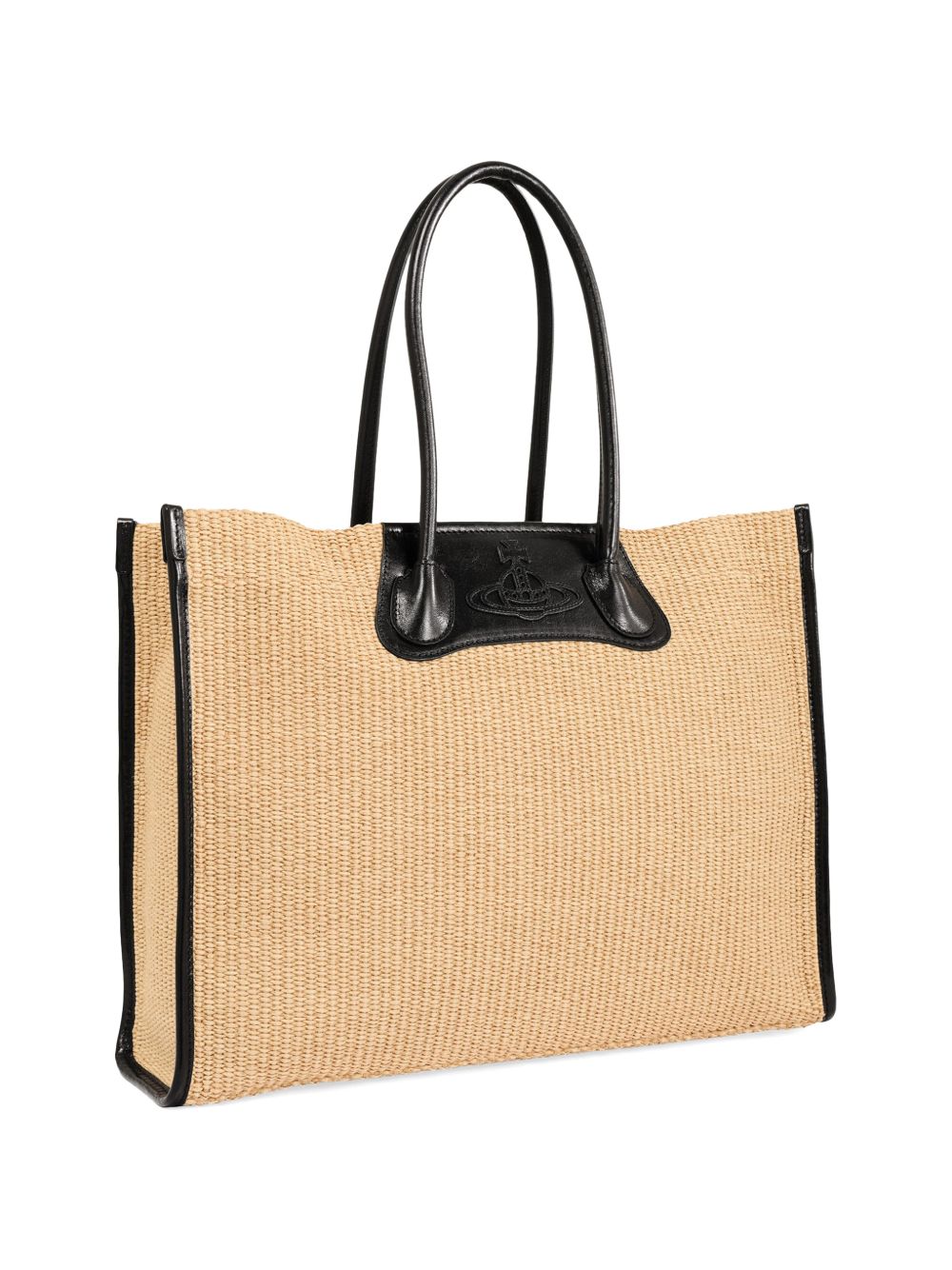Beige Minimalist Grained Leather Top Bag