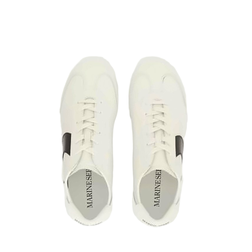 Smooth Leather Sneakers with Crescent Accent