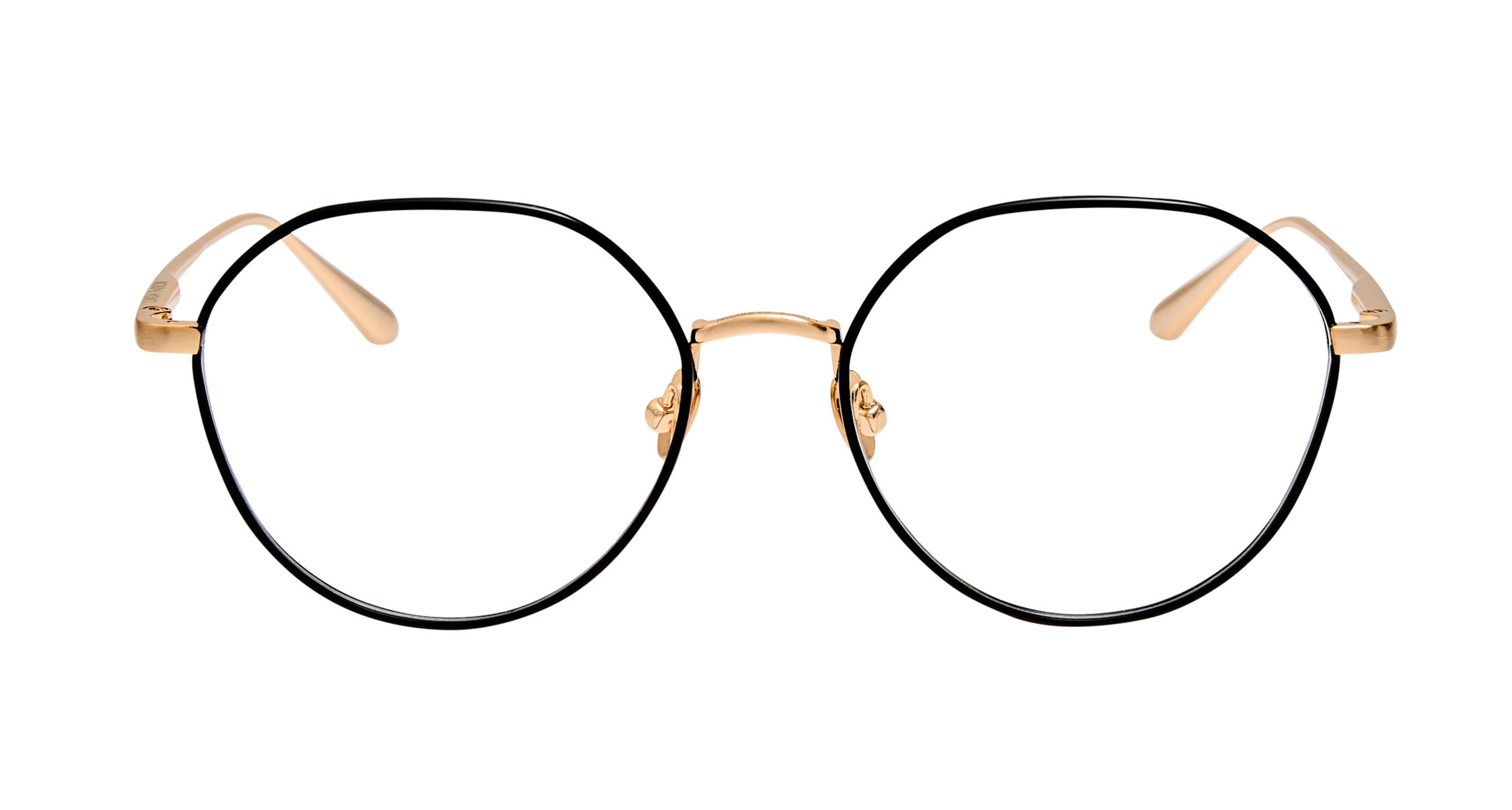 Lfl Round Frame Eyeglasses with Gold-tone Titanium Temples
